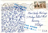 N° 1130 SEUL CARTE AVION NICE RP 22.5.1959 POUR USA