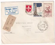 N°1186 1205 1225 RECOMMANDE 1959 MACON SAONE ET LOIRE POUR REMICH LUXEMBOURG