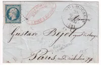 N°10 BLEU VERDATRE SIGNE ROUMET + CERTIFICAT CAD TYPE 13 PONT A MOUSSON MEURTHE ET MOSELLE POUR PARIS