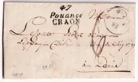 DOUBLE CURSIVE 47 POUANCE CRAON MAINE ET LOIRE 1830 POUR PARIS INDICE 19