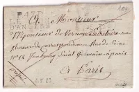 MARQUE P47P LE LION D'ANGERS MAINE ET LOIRE 1814 POUR PARIS INDICE 21