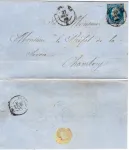 N° 14 CACHET SARDE MOUTIERS 27 SET 1860 LETTRE POUR CHAMBERY CACHET FRANCAIS DERNIER JOUR RARE