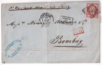 N°17B PC 441 BORDEAUX GIRONDE POUR BOMBAY INDE INDIA 1859 VIA SUEZ OVERLAND MAIL