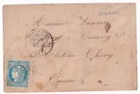 COMMUNE DE PARIS N°46B ETOILE 23 R ALIGRE POUR CHATEAU THIERRY AISNE 28 MARS 1871