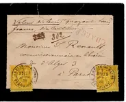 SAGE 25C BISTREX2  LETTRE CHARGE DEUIL TYPE 18 AMELIE LES BAINS 24 AVRIL 1885 PYR ORIENT