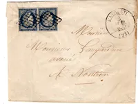 N° 4 PAIRE GRILLE TYPE13 EXIDEUIL 2 JUIL 1851 (23) ENVELOPPE DORDOGNE