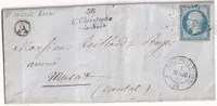 N°14 CURSIVE 36 ST CHRISTOPHE SUR LE NAIS INDRE ET LOIRE BOITE RURALE A ST PATERNE RACAN POUR MURAT CANTAL